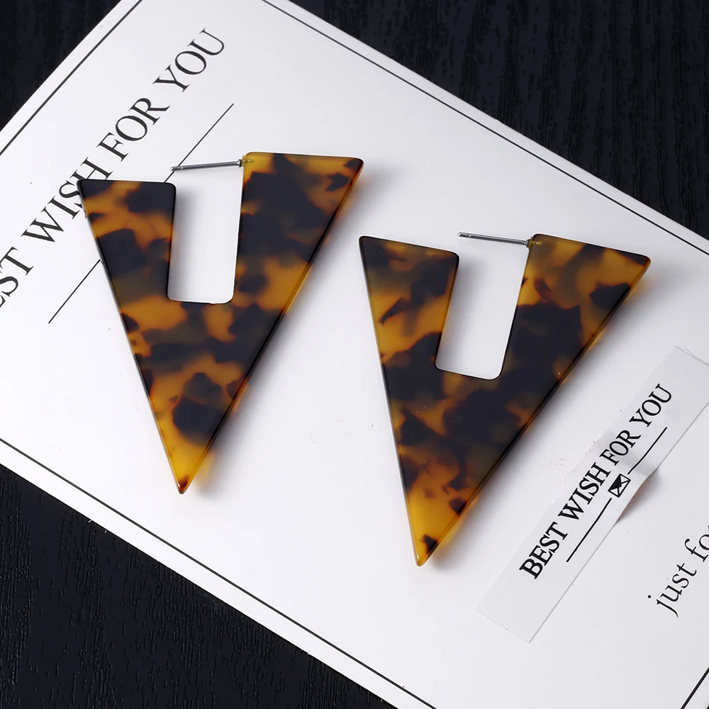 VIVILADY Trendy Triangle Acrylic Hoop Earrings Women Geometric Statement Boho Leopard Jewelry Brinco Accessories Bijoux Gifts - Image 3