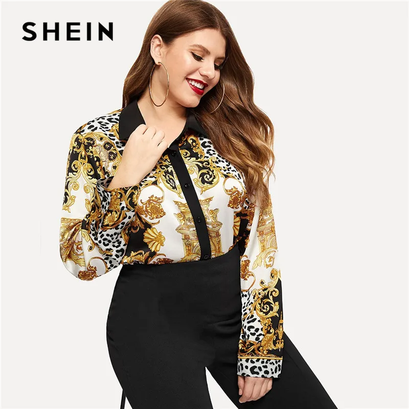 SHEIN High Street Multicolor Chain Print Plus Size Office