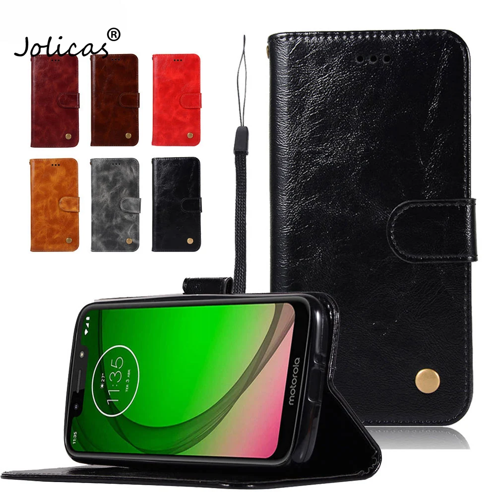 

Book Flip Covers Cases For Motorola Moto G7 Play XT1952DL PU Leather Cover G7Play 32GB XT1952-2 Full Housing TPU Case With Rope