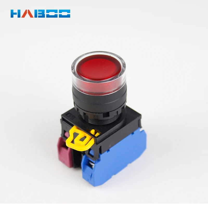 

10pcs/lot Haboo 22mm momentary illuminated push button switch various color LED switch 1NO+1NC 12V 24V 110V 220V
