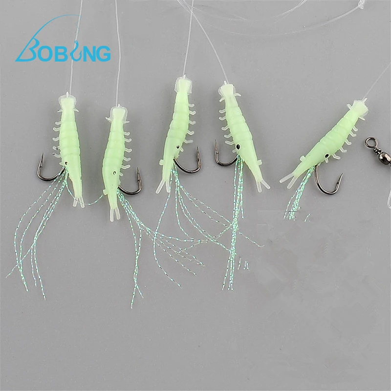Bobing 5 шт./лот мягкие рыболовные крючки для ловли креветок в темноте|fishing rigs|shrimp