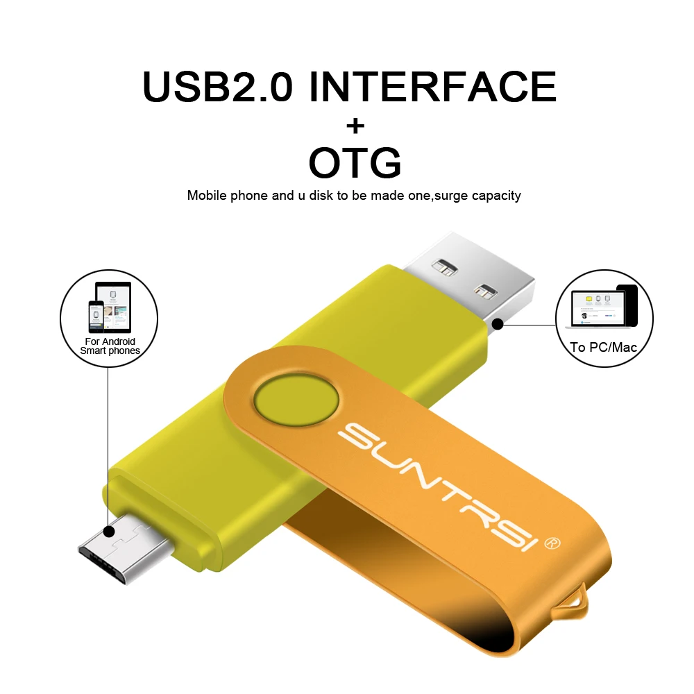 Suntrsi USB флеш-накопитель 64 ГБ высокоскоростной OTG Флешка USB флешка OTG реальная емкость Флешка 4 ГБ 8 ГБ 16 ГБ 32 ГБ