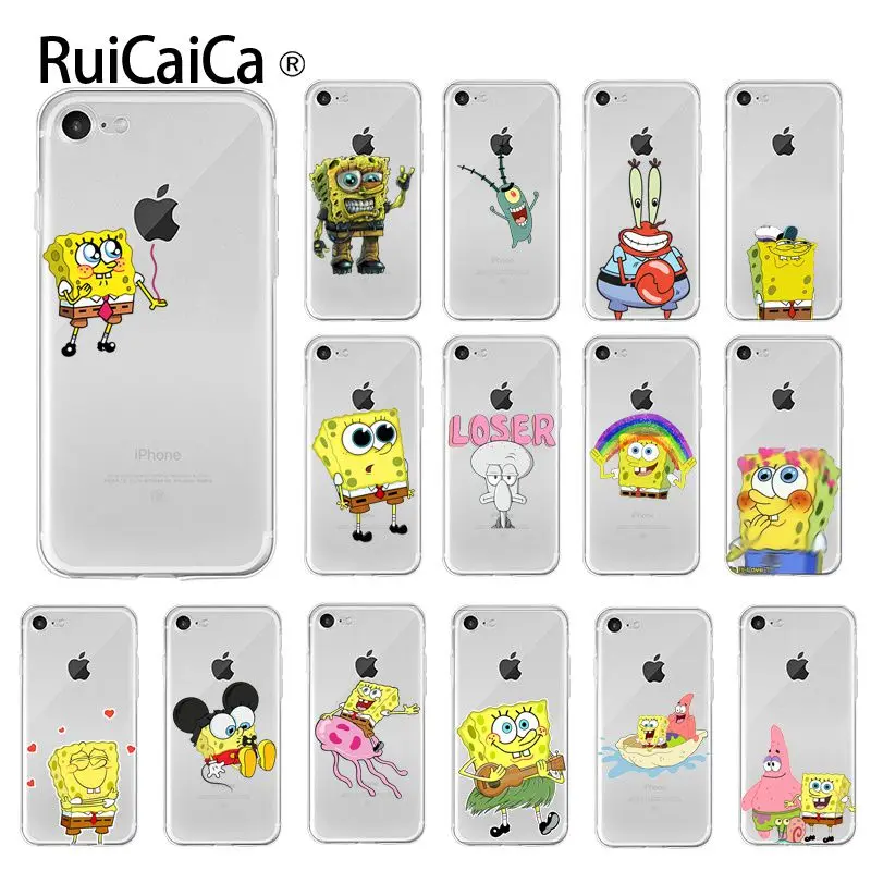 

Ruicaica Funny cute SpongeBob DIY Luxury High-end Protector Case for iPhone 6S 6plus 7 7plus 8 8Plus X Xs MAX 5 5S XR
