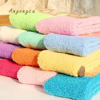 

3pair/lot Anyongzu Thick Ladies Semi Coral Velvet Socks Heat Preservation Floor Towels Socks 23cm-25cm mix