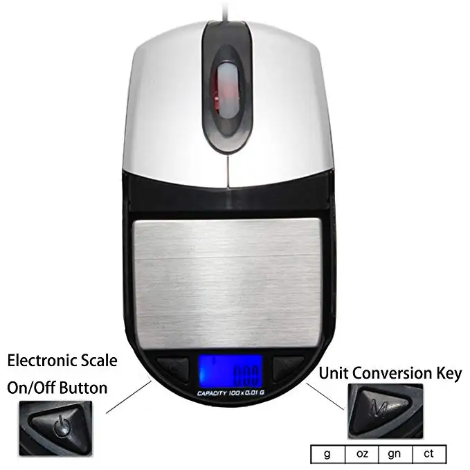 Slingifts 100g / 0.01g Kitchen Scale USB Computer Optical Mouse Hidden Digital Pocket Scale Accurat - 33032417550