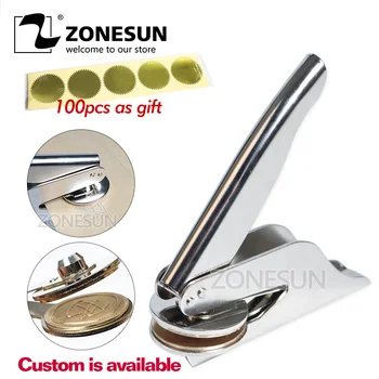 

ZONESUN Design Customize Logo Embossed Stamp Stainless Steel Seal for Office Bussiness And Unversity Document