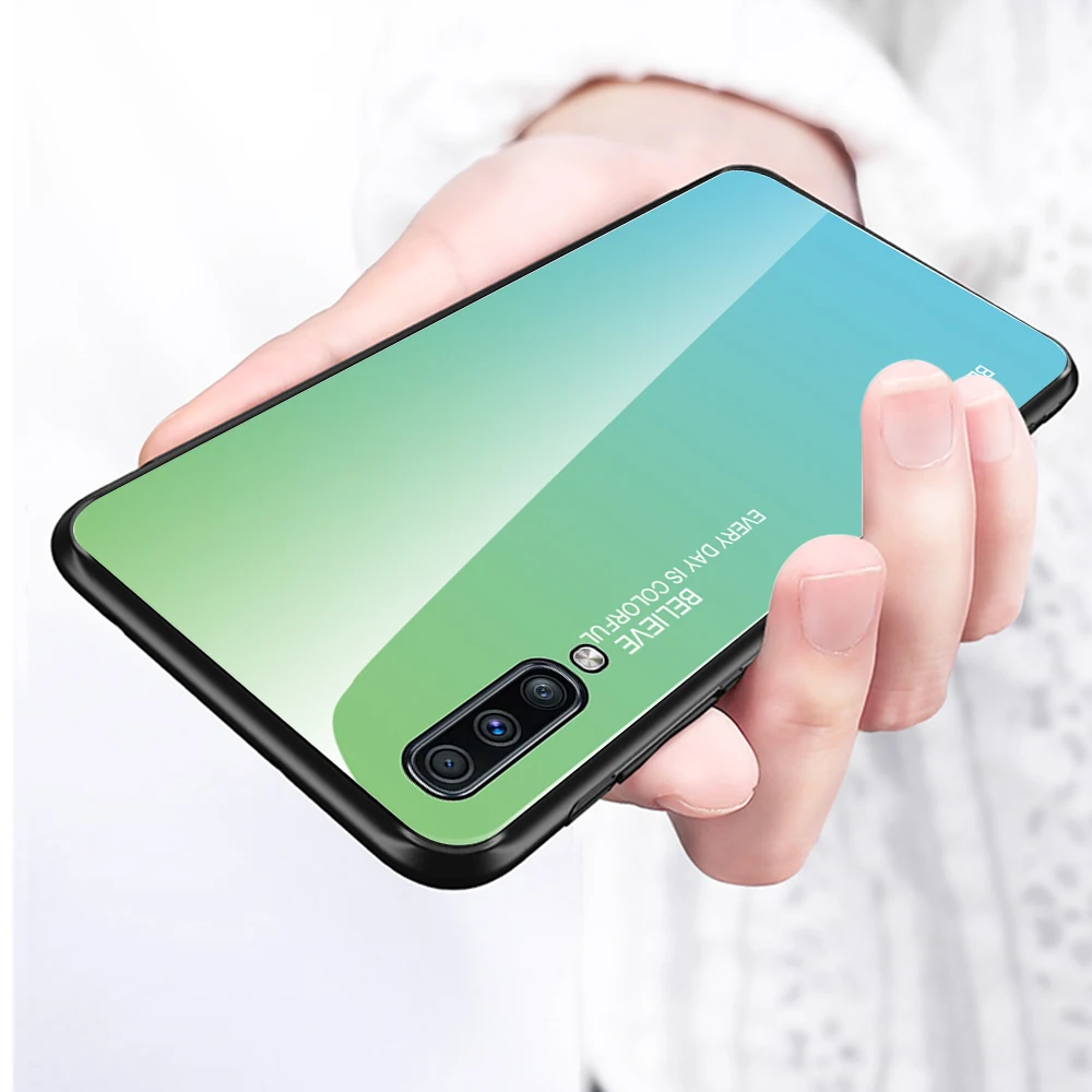 Роскошный градиентный чехол из закаленного стекла для samsung Galaxy A70 SM-A705F/DS Galaxy A 70 A70 A705FN, чехол для телефона s, защитный чехол