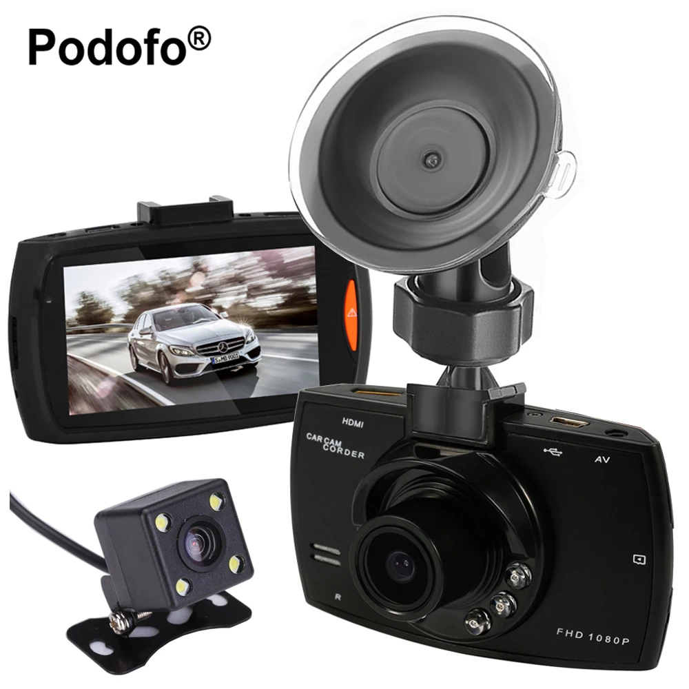 Podofo Dual Cameras Car DVR G30 Dash Cam Full HD 1080P Video Recorder Registrator With Backup Rear View Camera Night Vision Dvrs