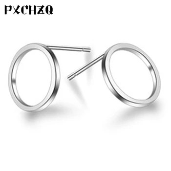

2018 new ladies circle silver fungus studs female jewelry fashion simple hollow ring earrings men's earrings