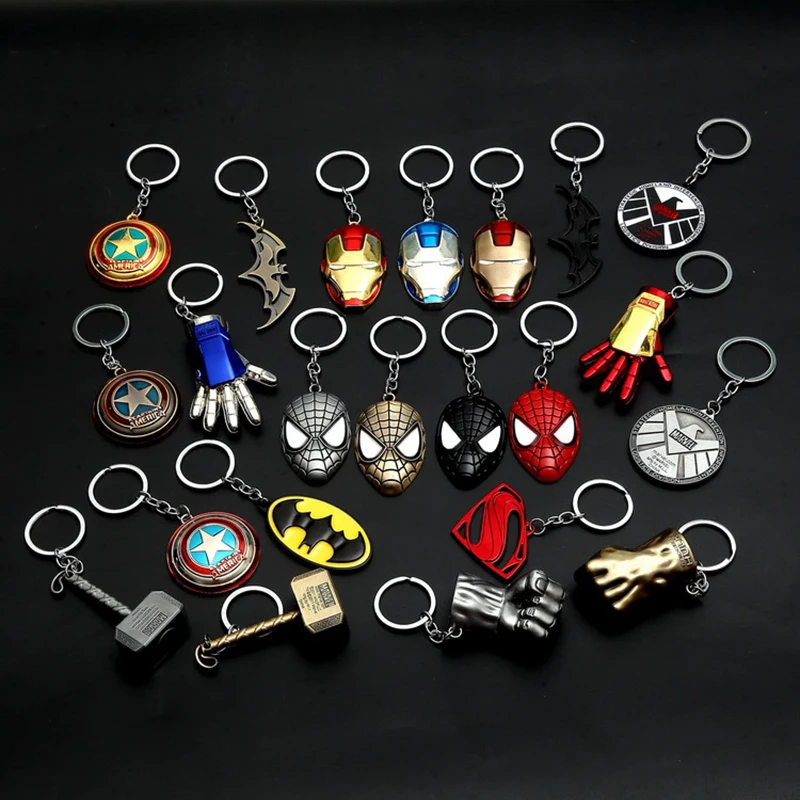 Zinc Alloy Vintage Silver Spiderman Bag pendant Keychains Avengers