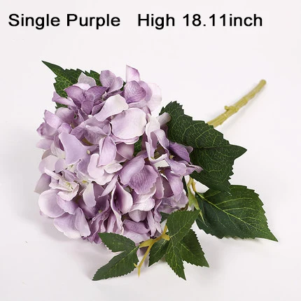 Xuanxiaotong 45 cm 1 pc Long Stem Silk Hydrangea Artificial Flowers Branch Purple White Pink Green Blue Hydrangea Faux Flowers - Цвет: single purple