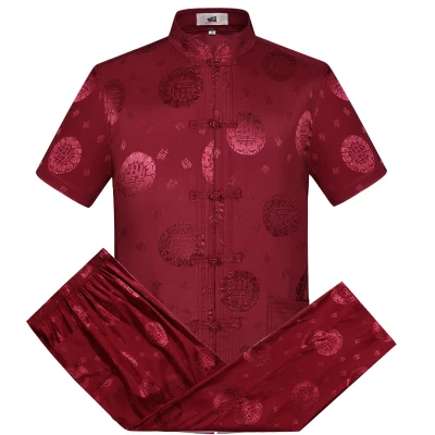 Костюм Тан куртка традиционная китайская одежда дракон вышивка Восточная пуговица воротник мандарина шелк кунг-фу одежда+ брюки - Цвет: as show