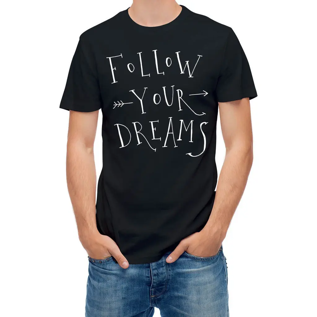 T Shirt Follow Your Dreams Typography Message Cotton Loose Short Sleeve