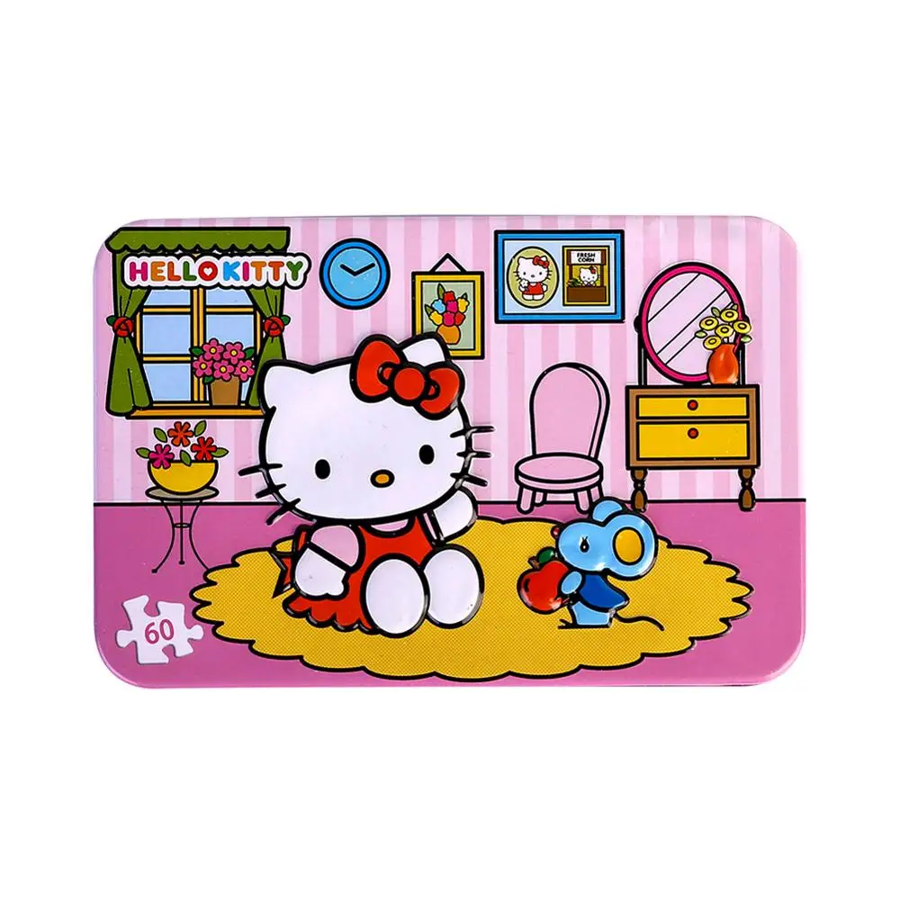 Пазлы Hello Kitty 60 шт. блестящая деревянная головоломка для детей Обучающие