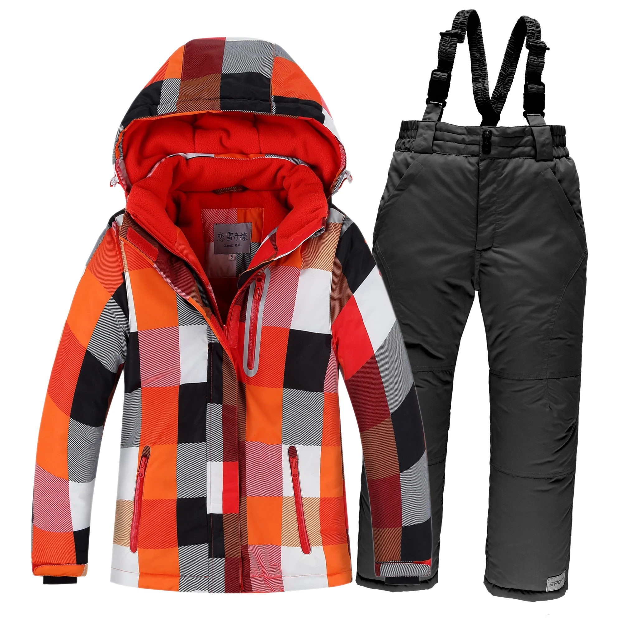 

-30 Degree Children Ski Suit Outerwear Warm Coat Sporty Ski Suit Kids Clothes Sets Waterproof Windproof Boys Jackets For 4-16T