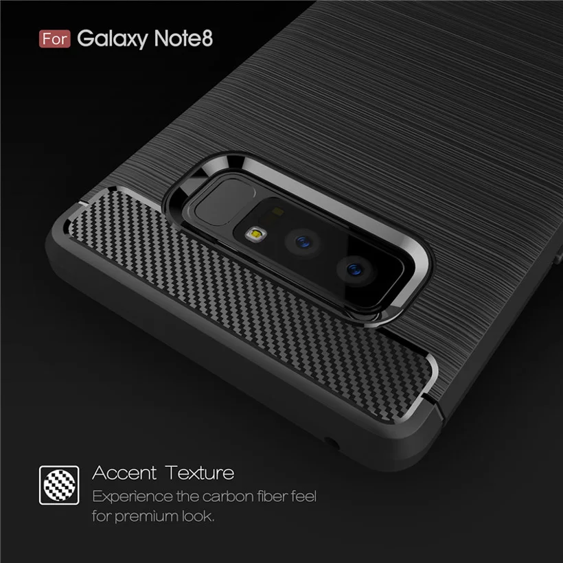 For SAMSUNG Note 8 Cover Luxury Hybrid Shockproof Carbon Fiber Texture Brushed Soft TPU Silicon Phone Case Galaxy |