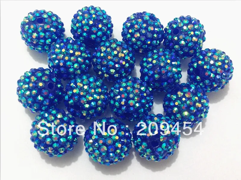 

22mm 100pcs/lot Deep Blue AB Color Resin Rhinestone Beads,Chunky Necklace Beads