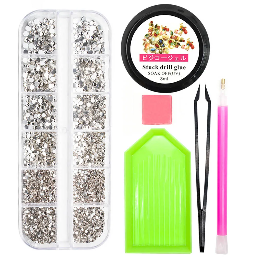 

SS4-SS12 Crystals Nail Stone Gems Nail Glue Crystal Adhesives Set Nails Diamonds Glass Strass Nail Art Decorations MJZ2148