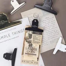 4 цвета Винтаж простой металлический Бумага документа для папки-скоросшивателя с соской зажим с длинным держателем школьные офисные, учебные принадлежности канцелярские принадлежности