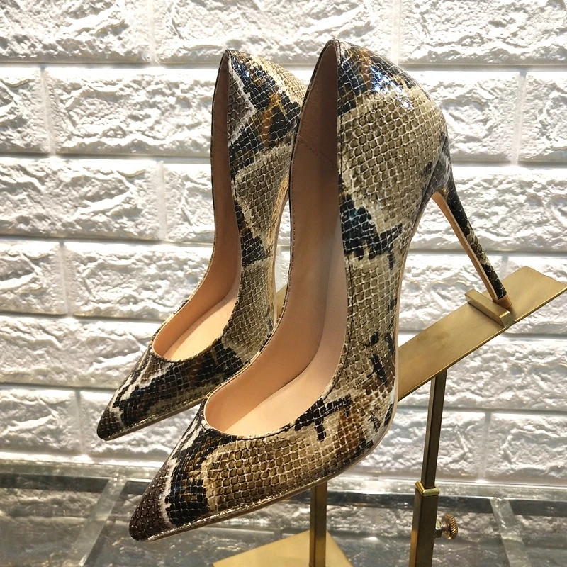 

2019 spring snake high heel stiletto with female pointed color matching shallow mouth patent leather with women's shoes new