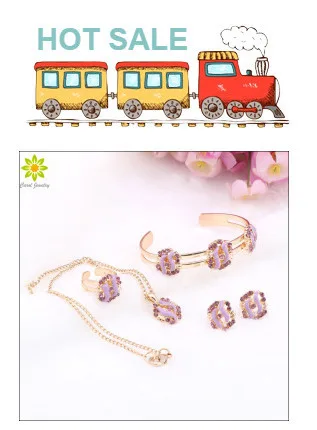 Комплекты ювелирных изделий для маленьких девочек, милый цветок золотого цвета, ожерелье, браслет, серьги, регулируемое кольцо