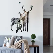 DIY лося силуэт wall art наклейки Украшения Дома Творческий коридор росписи Новый большой размер ПВХ Прозрачный олень плакат
