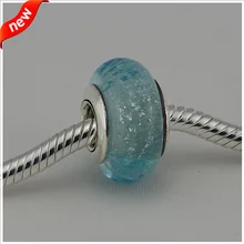 Подходит для Pandora Браслеты Эльза Мурано стекло бусины с светло голубой Flourescent 925 пробы серебро талисманы