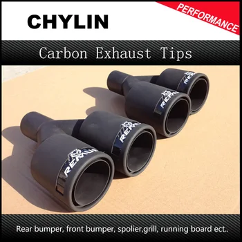 

Remus Exhaust Muffler Pipe Inlet 54mm Outlet 76mm 1 Pcs Matt Black With Carbon Fiber Car Styling Universal