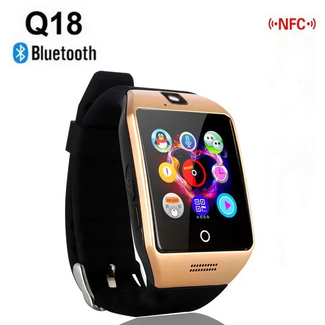 Умные часы Q18S с поддержкой sim-карты TF, Bluetooth, NFC соединение с камерой 0.3MP для Apple IOS, Android, телефон, умные часы