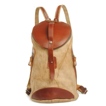 

New Men's Women's Girl's Vintage Canvas Leather Cotton Rucksack Mountaineering Small Bucket Bag Backpack School Casual Backpacks