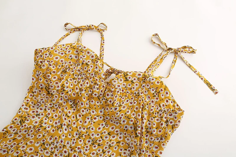 Forefair Mini Floral Dress Yellow  (7)