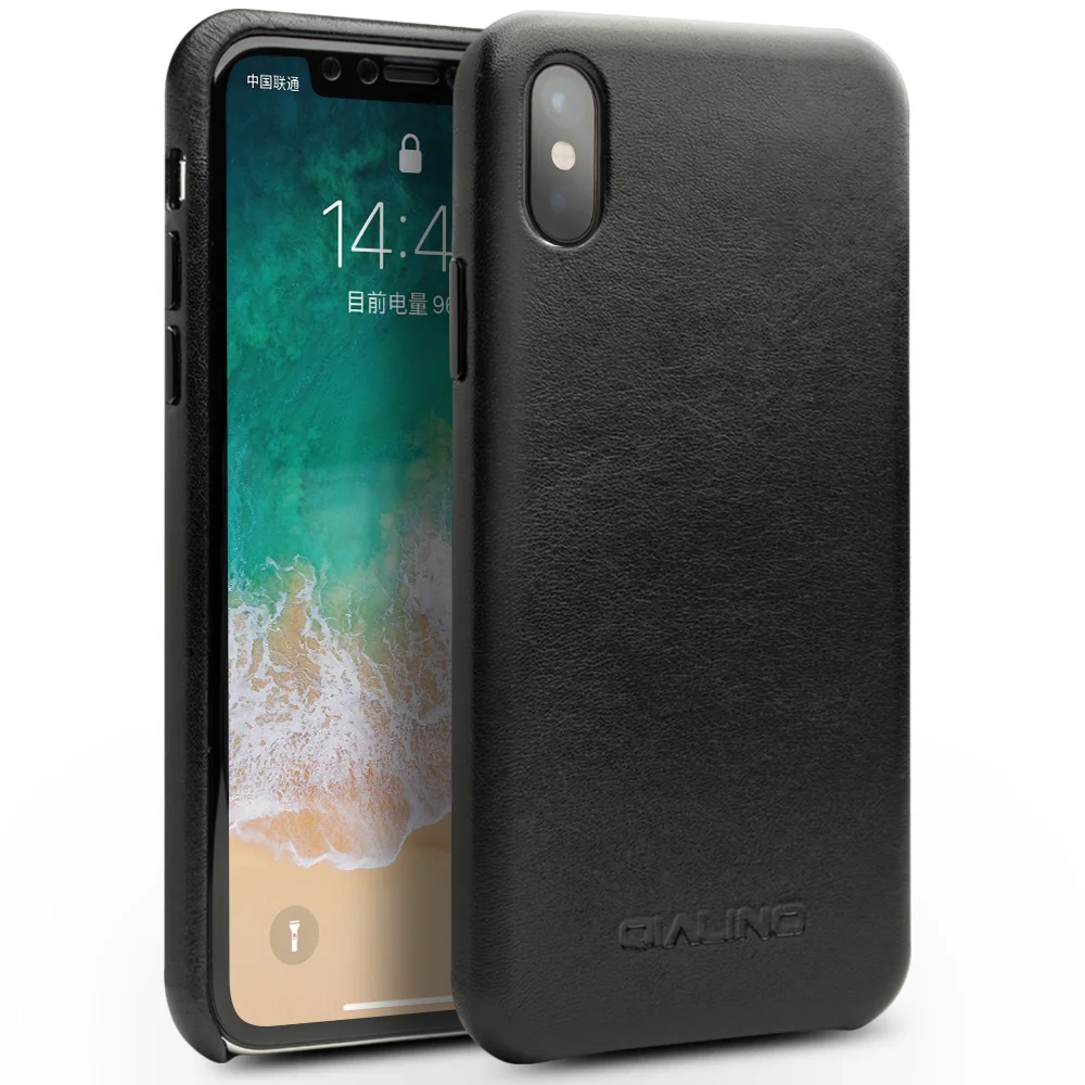 Кожаный чехол QIALINO для iPhone X XS задняя крышка сотового телефона Apple Ультратонкий