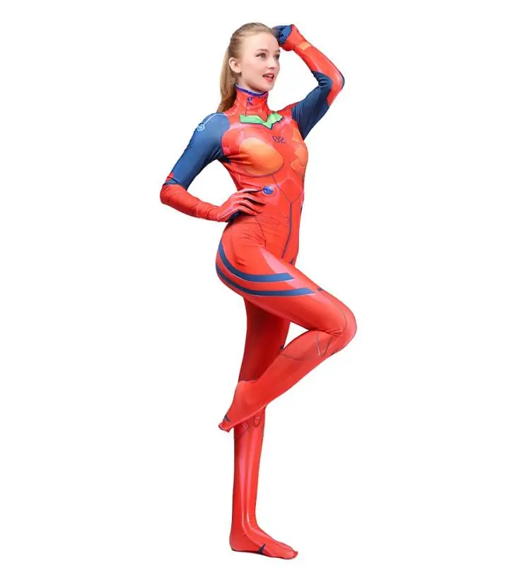 

New Neon Genesis Evangelion EVA Asuka Langley Cosplay Ladies Bodysuits One-piece Female Jumpsuit For Women Kids Rompers Costumes
