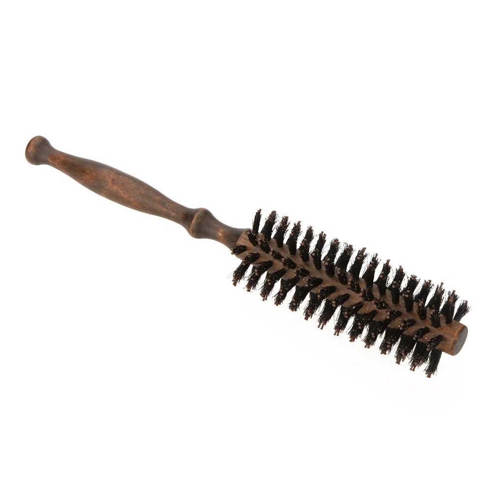 Салонная щетка для завивки волос с щетиной, круглая деревянная ручка расческа для парикмахерской, инструменты для укладки волос