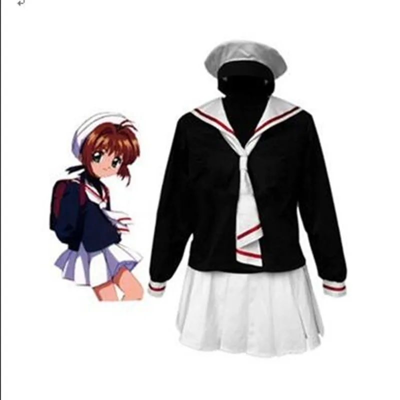 

Can be tailored to Anime Card Captor SAKURA Cosplay KINOMOTO SAKURA Cos Halloween Party Cos Japanese student uniform Costume