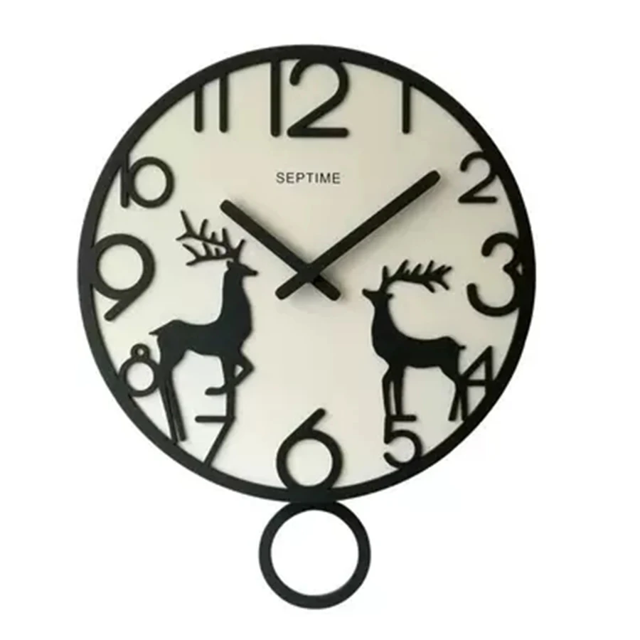

Art Deer Nordic Modern Wall Clock Wood Silent Simple Living Room Clock Digital Creative Reloj Home Decoration Accessories 40C005