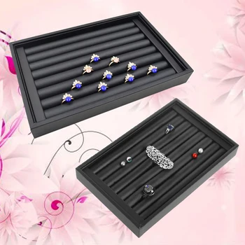 

JAVRICK 22.5*14.5cm Full Velvet Jewelry Rings Display Show Case Organizer Tray Box