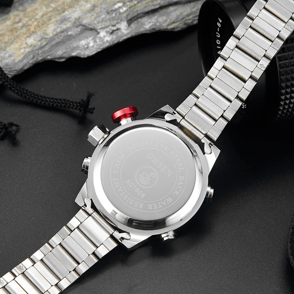 OHSEN Fashion Stylish Sports Waterproof Man Watch LED Digital Anolog Mens Military Outdoor Wristwat