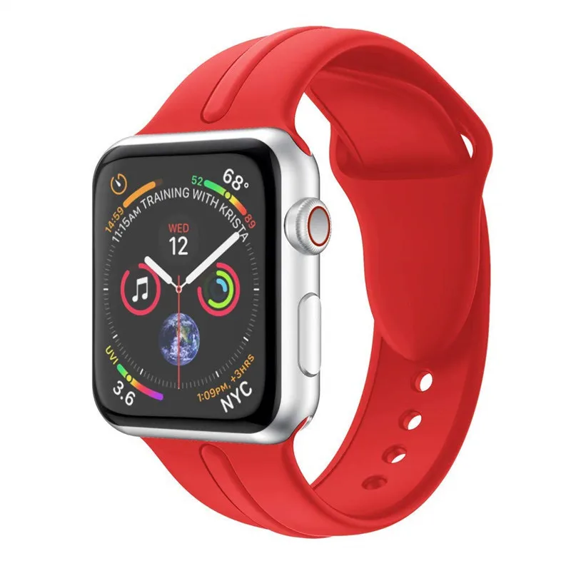 Спортивный ремешок для Apple Watch Series 4 44 мм 40 мм пояс, мягкие силиконовые спортивный ремешок замена наручные браслет для iWatch ремешки