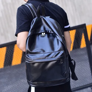 

062518 newhotstacy high quality men PU leather backpack student school bags man fashion travel bag