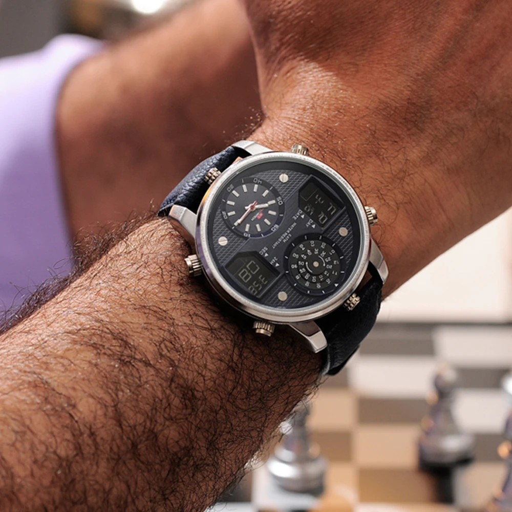 KAT-WACH мужские деловые часы, спортивные аналоговые цифровые часы с хронографом, мужские светящиеся водонепроницаемые Модные наручные часы