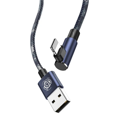 Baseus военный камуфляж зеленый 90 градусов USB кабель для iPhone 5 6 6 S 7 8 Быстрая зарядка кабель для iPad USB зарядное устройство Дата-кабель - Цвет: Синий