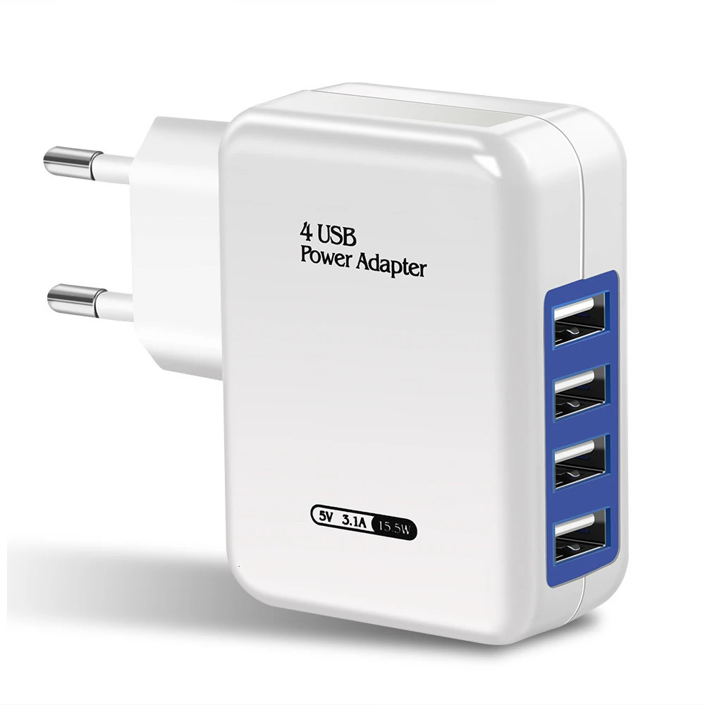 

HSTRADE 4 Ports Multiple Wall USB Smart Charger Adapter Mobile Phone 5V 3A Charge Fast Charging for iPhone iPad Samsung XiaoMi