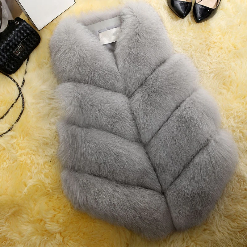 Warm Faux Fur Coat 2018 Winter Coat Women Fake Fox Fur Vest Sleeveless Female Jacket Underwear Plus Size 5XL manteau femme hiver