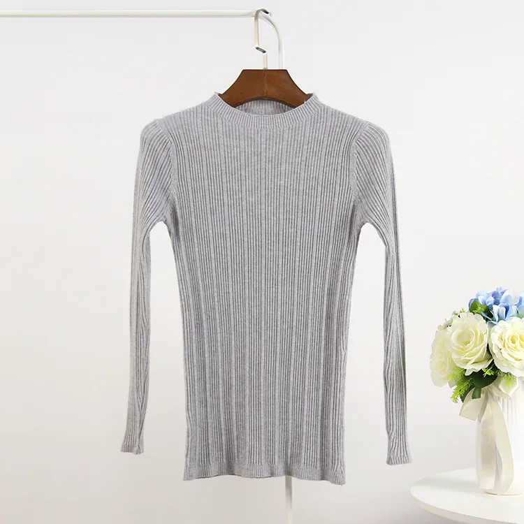 Fashion 2019 Autumn Winter Cashmere Sweaters High Elastic Slim Warm Tight Bottoming Sweater Women Elegant Knitted Wool Pullover