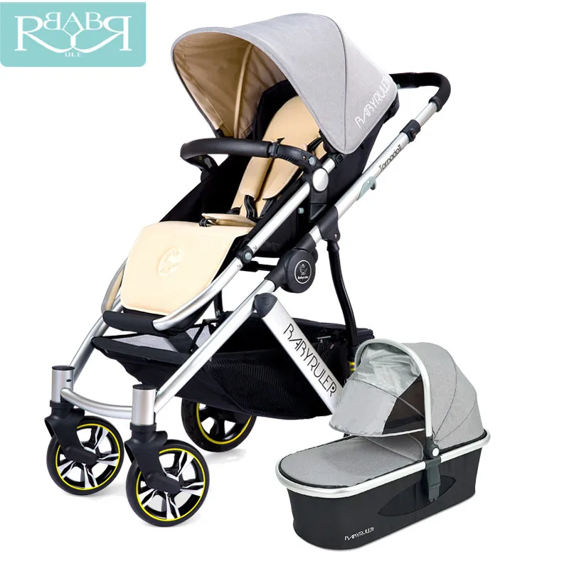 

Babyruler Baby Stroller 3 in 1 High Landscape Aluminum Luxury Folding Baby Carriages Pram for Newborn Kinderwagen Bicycle