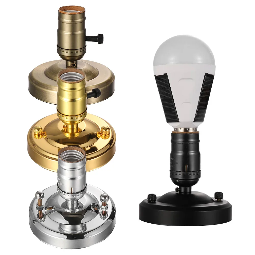 1 шт. E27 гальванический алюминиевый винтаж, ретро, под старину лампа база Эдисона потолочный шуруп лампочка, розетка с переключателем