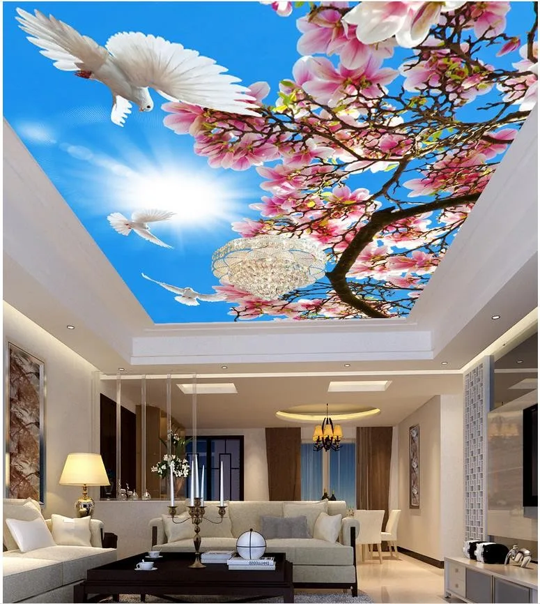 3d壁紙花天井青花天井フレスコ天井papel Parede Mural壁紙家の装飾 壁紙 Aliexpress