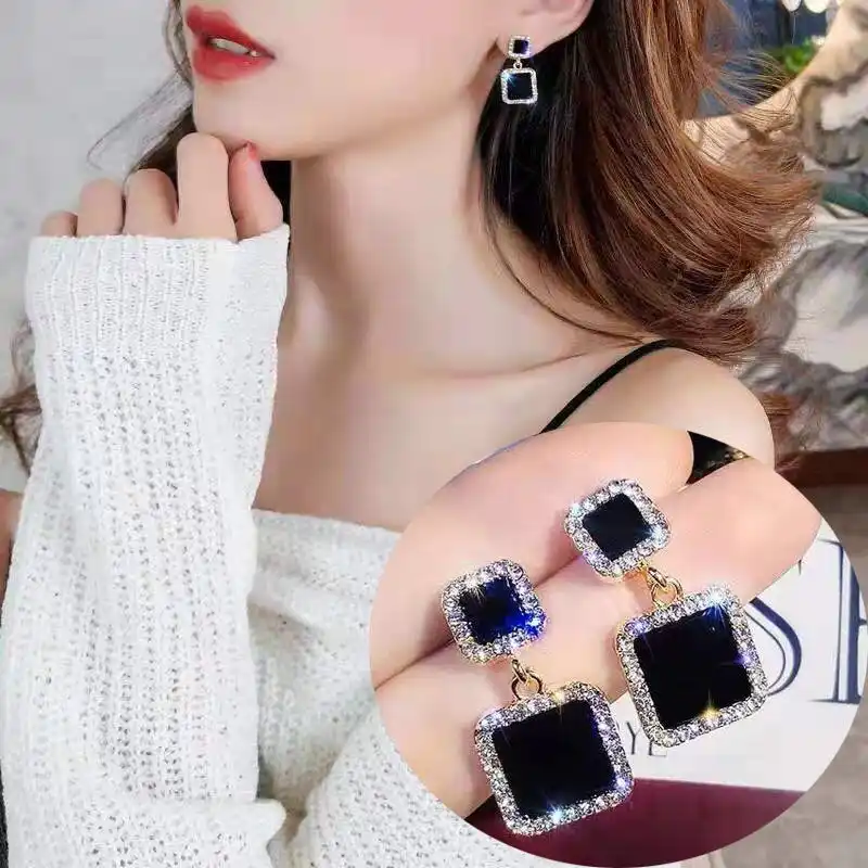19 新移動イヤリング雰囲気黒イヤリング女性の気質韓国シンプルなファッションイヤリング Stud Earrings Aliexpress