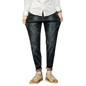 

Jeans Men Elastic Pants Loose Harlan Pants Large Size Feet Harlan Pants Male Denim Overalls